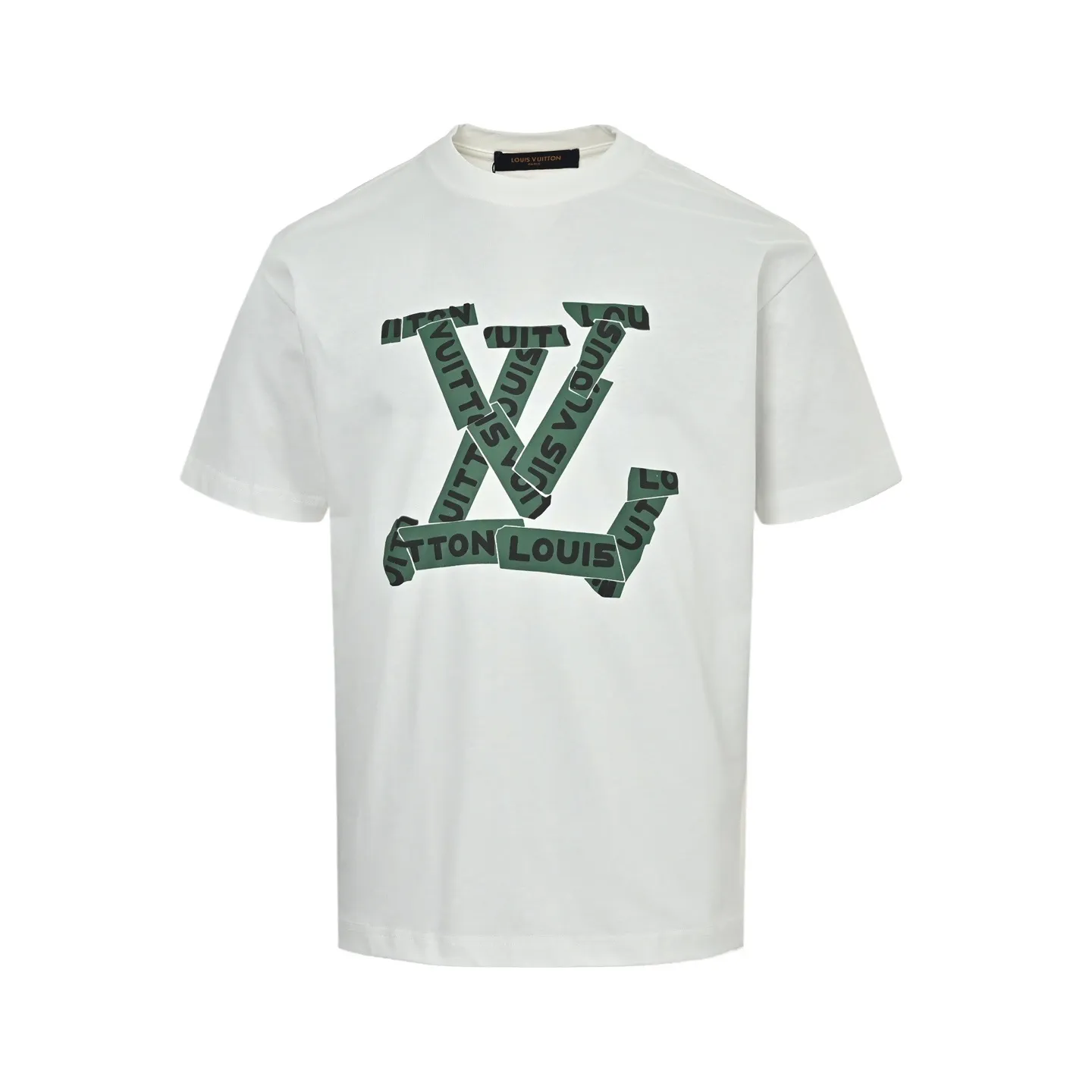 Louis Vuitton/Louis Vuitton green tape presbyopic print short sleeves